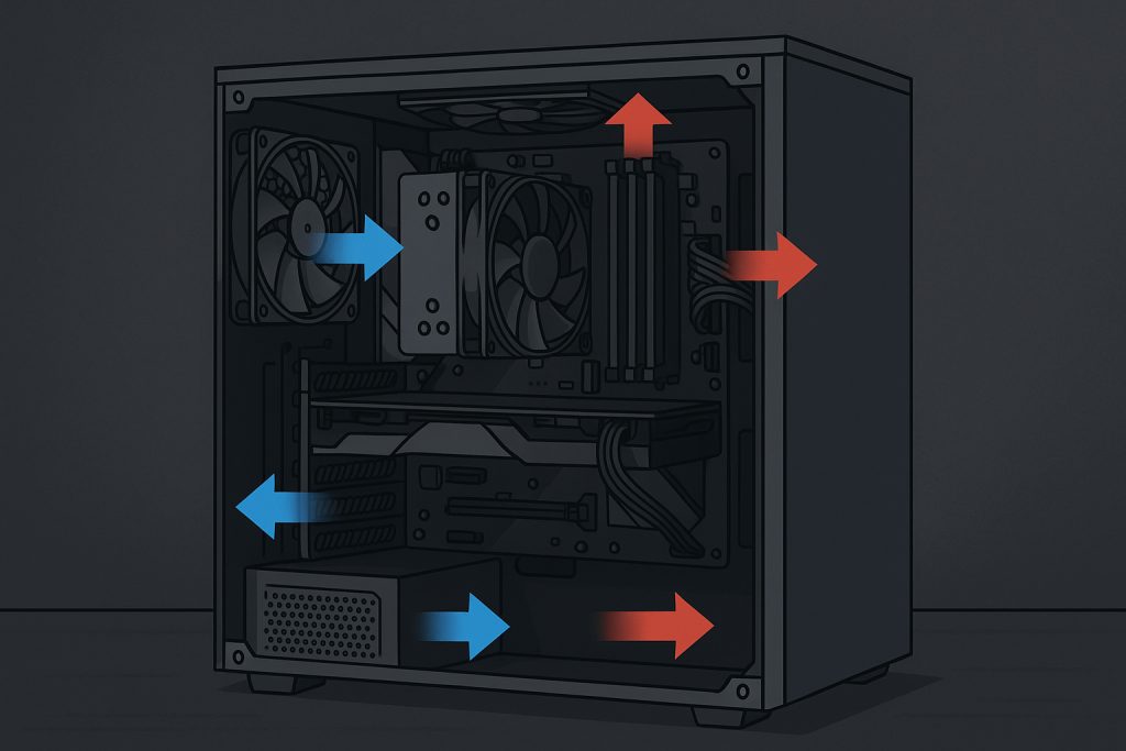 An image showing optimal Airflow in a Gaming PC